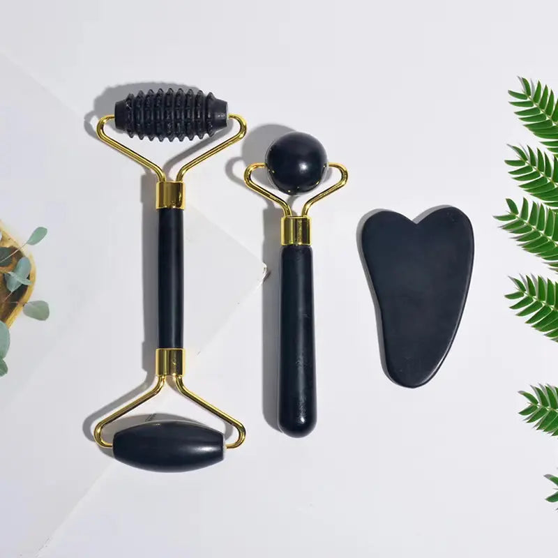 Jade roller gua sha stone set