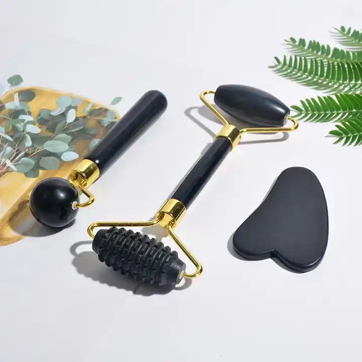 Jade roller gua sha stone set